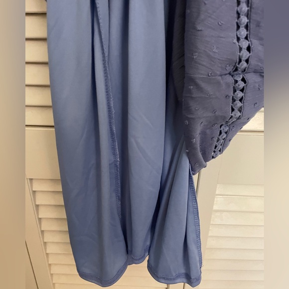 Lucky Brand Embroidered Boho Dress NWT XL Swiss Dot Blue with Tassels - Picture 6 of 11